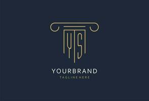 YS initial with pillar shape logo design, creative monogram logo design for law firm vector