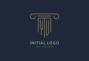 YU initial with pillar shape logo design, creative monogram logo design for law firm vector