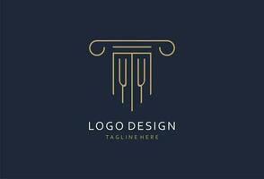 YY initial with pillar shape logo design, creative monogram logo design for law firm vector