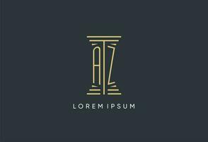 AZ initial monogram with pillar shape logo design vector