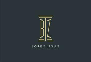 BZ initial monogram with pillar shape logo design vector