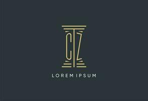 CZ initial monogram with pillar shape logo design vector