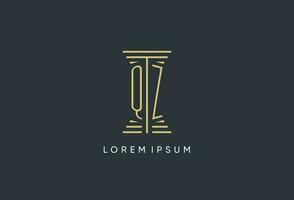 QZ initial monogram with pillar shape logo design vector