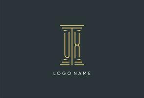 UX initial monogram with pillar shape logo design vector