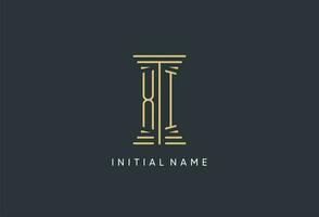 XI initial monogram with pillar shape logo design vector