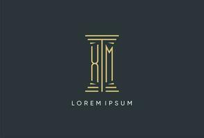 XM initial monogram with pillar shape logo design vector