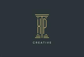 XP initial monogram with pillar shape logo design vector