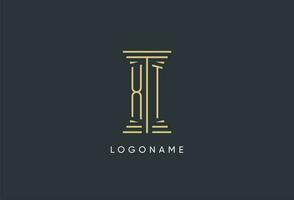 XT initial monogram with pillar shape logo design vector