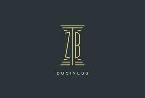 ZB initial monogram with pillar shape logo design vector