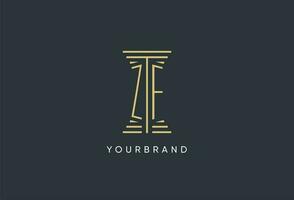 ZF initial monogram with pillar shape logo design vector