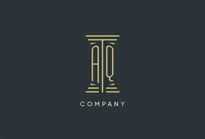 AQ initial monogram with pillar shape logo design vector