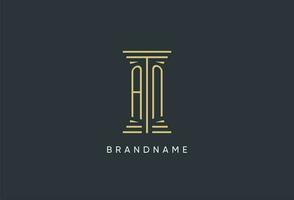 AN initial monogram with pillar shape logo design vector