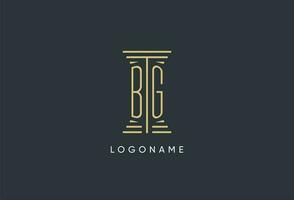 BG initial monogram with pillar shape logo design vector