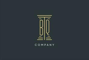 BQ initial monogram with pillar shape logo design vector