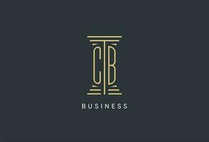 CB initial monogram with pillar shape logo design vector