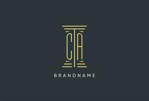 CA initial monogram with pillar shape logo design vector