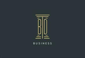 BO initial monogram with pillar shape logo design vector