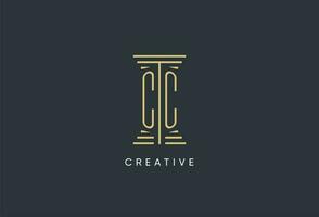 CC initial monogram with pillar shape logo design vector