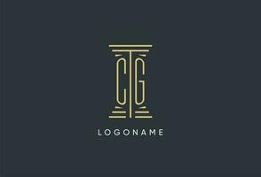 CG initial monogram with pillar shape logo design vector