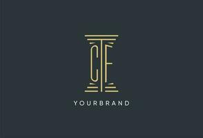 CF initial monogram with pillar shape logo design vector