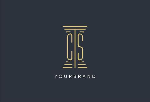 cs inicial monograma con pilar forma logo diseño vector