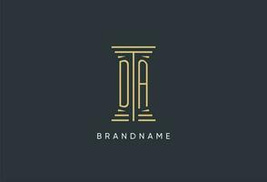 DA initial monogram with pillar shape logo design vector