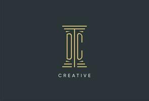 DC initial monogram with pillar shape logo design vector