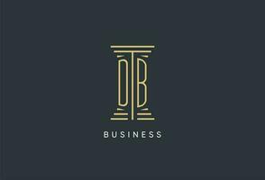 DB initial monogram with pillar shape logo design vector