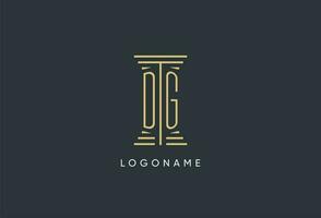 DG initial monogram with pillar shape logo design vector
