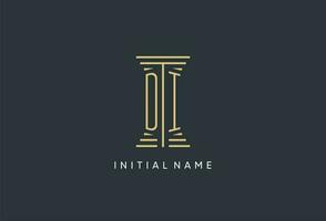DI initial monogram with pillar shape logo design vector