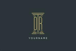DR initial monogram with pillar shape logo design vector