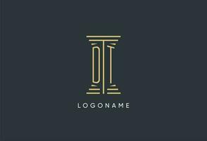 DT initial monogram with pillar shape logo design vector