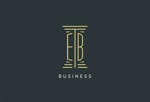 EB initial monogram with pillar shape logo design vector