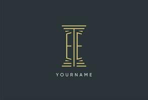 EE initial monogram with pillar shape logo design vector