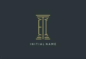 EI initial monogram with pillar shape logo design vector