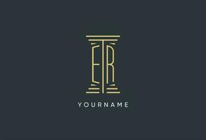 ER initial monogram with pillar shape logo design vector