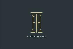 FK initial monogram with pillar shape logo design vector