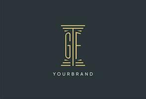 GF initial monogram with pillar shape logo design vector