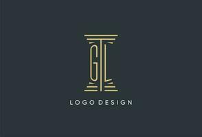 GL initial monogram with pillar shape logo design vector