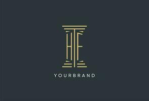 HF initial monogram with pillar shape logo design vector