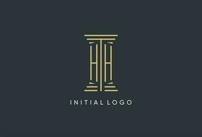 HH initial monogram with pillar shape logo design vector