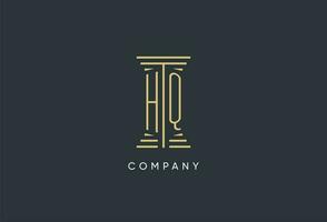 HQ initial monogram with pillar shape logo design vector