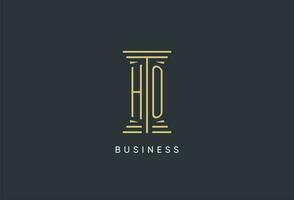 HO initial monogram with pillar shape logo design vector