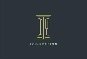 IY initial monogram with pillar shape logo design vector