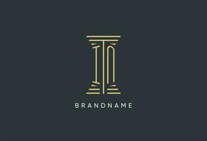 IN initial monogram with pillar shape logo design vector