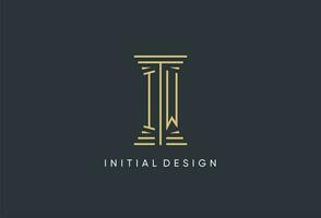 IW initial monogram with pillar shape logo design vector