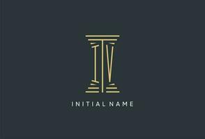 IV initial monogram with pillar shape logo design vector
