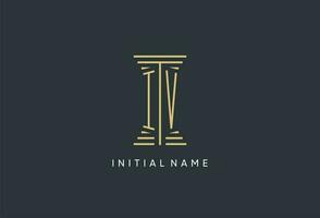 IV initial monogram with pillar shape logo design vector