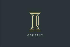 IQ initial monogram with pillar shape logo design vector