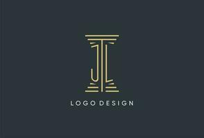 JL initial monogram with pillar shape logo design vector